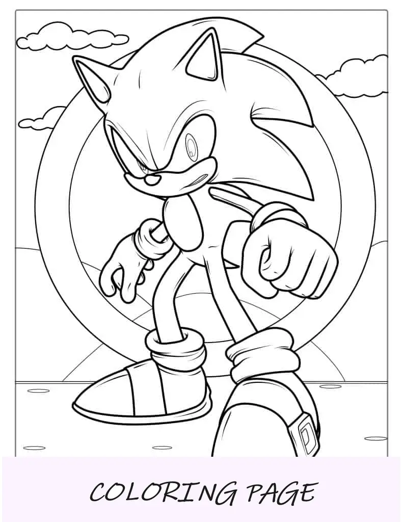 Página para colorir do Sonic para crianças