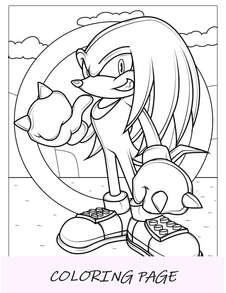 Knuckles da folha para colorir do Sonic