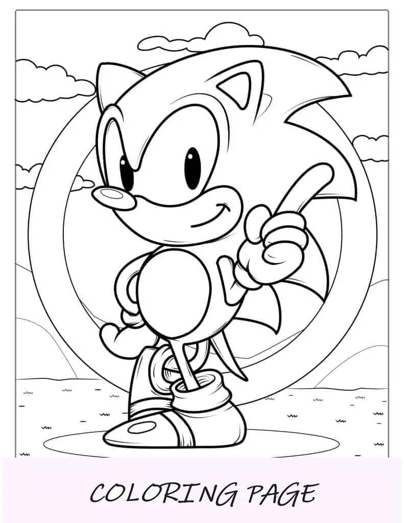 Folha para colorir do Sonic sorridente