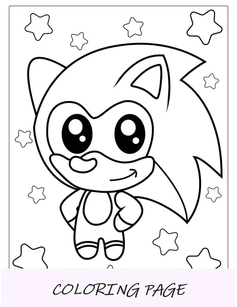 Página para colorir fofa do Kawaii Sonic
