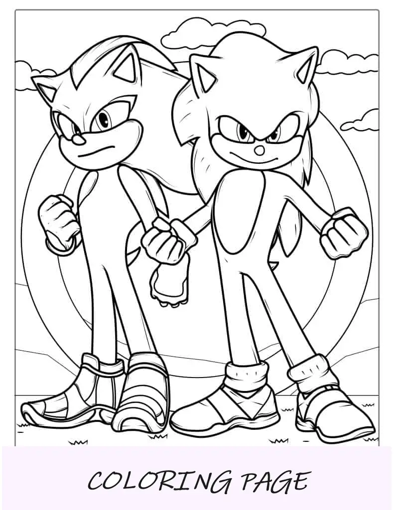 Folha para colorir do Sonic e Knuckles