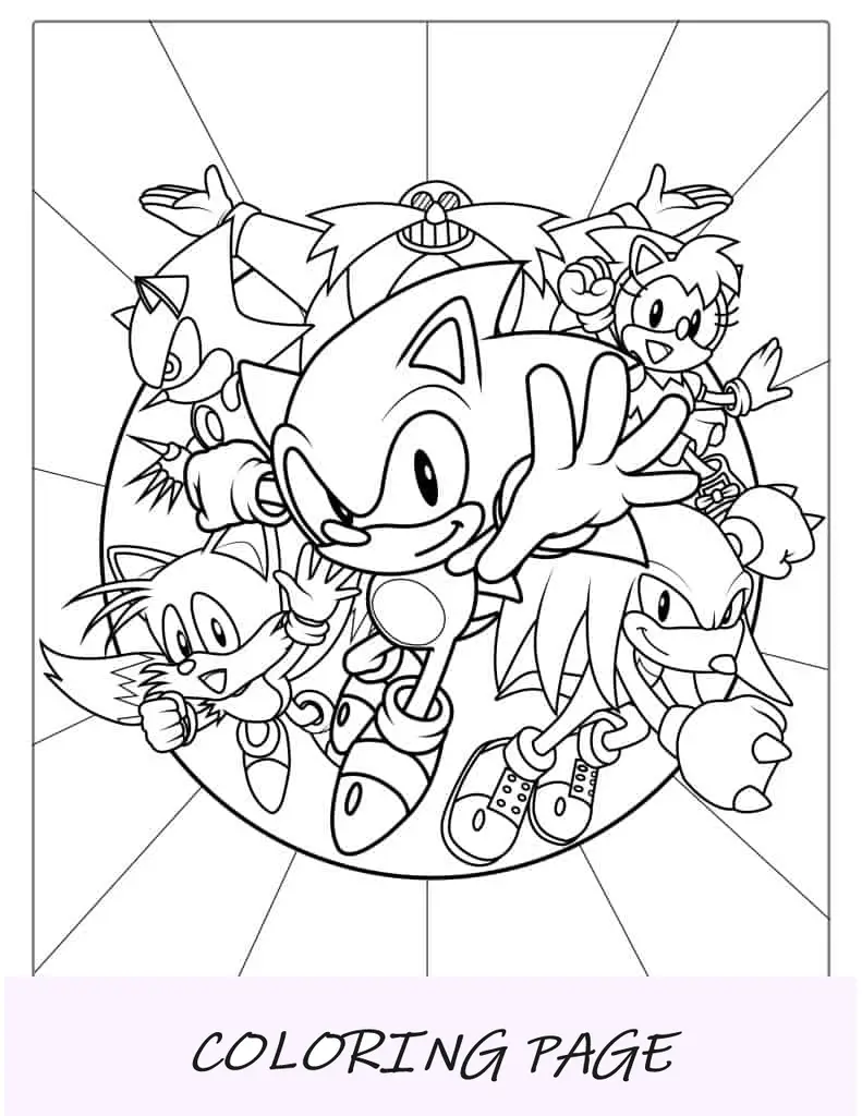 Página para colorir do Sonic e seus amigos(1)