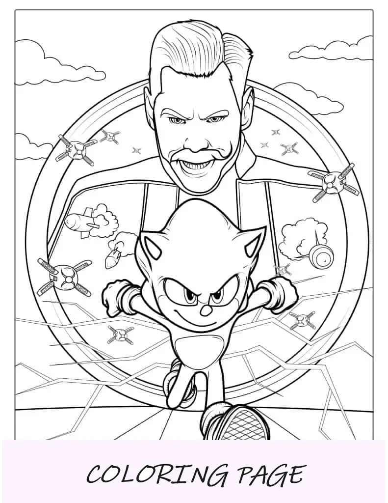 Folha para colorir de pôster do filme Sonic