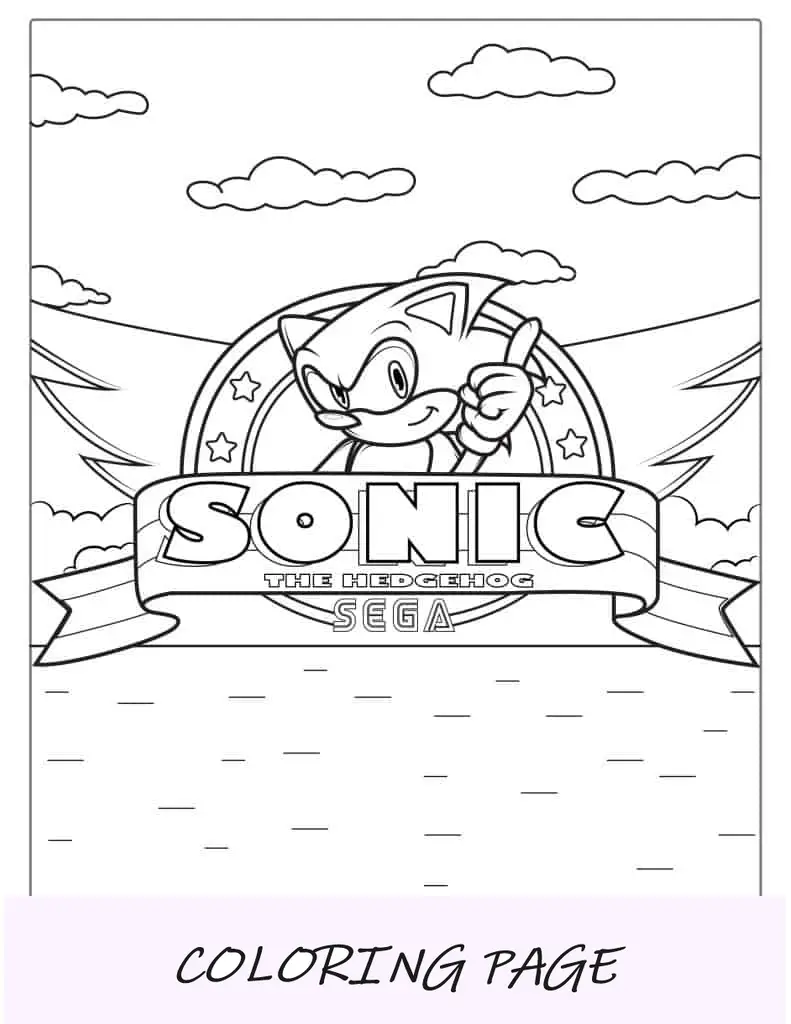Folha para colorir do logotipo do Sonic