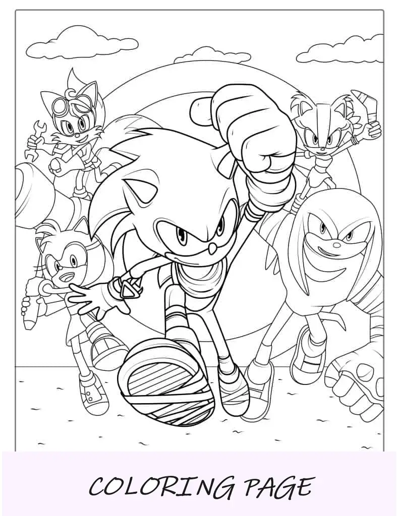 Página para colorir do Sonic e amigos