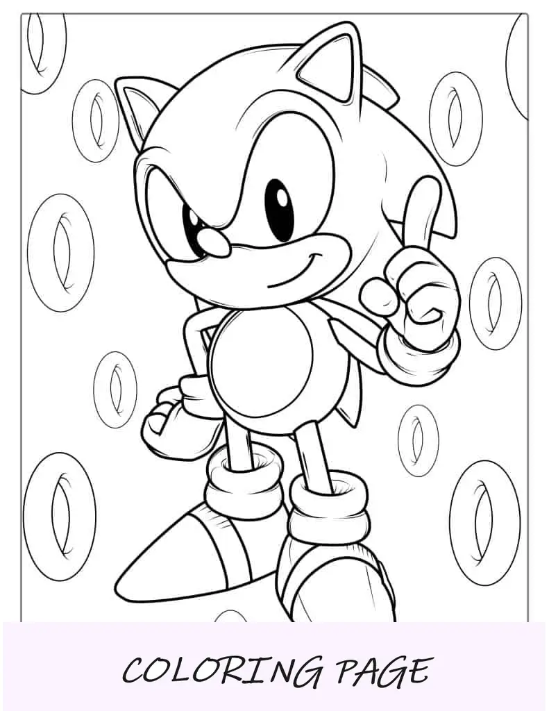 Baby Sonic com anéis para colorir