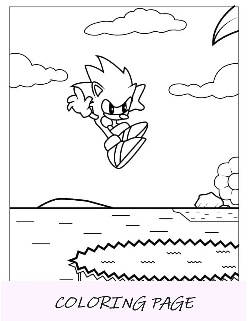 Página para colorir retrô Sonic 2D