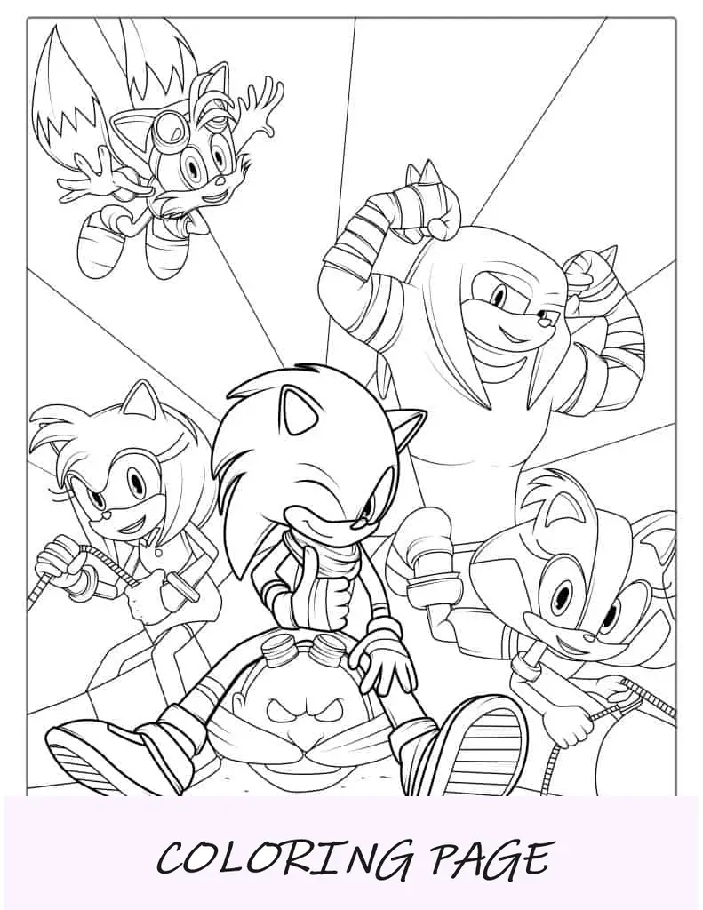 Página para colorir do Sonic e amigos