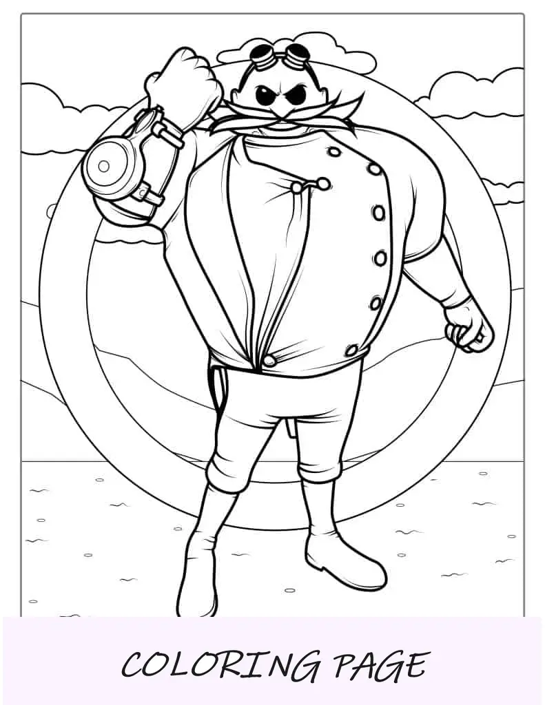 Página para colorir do vilão do Doutor Eggman