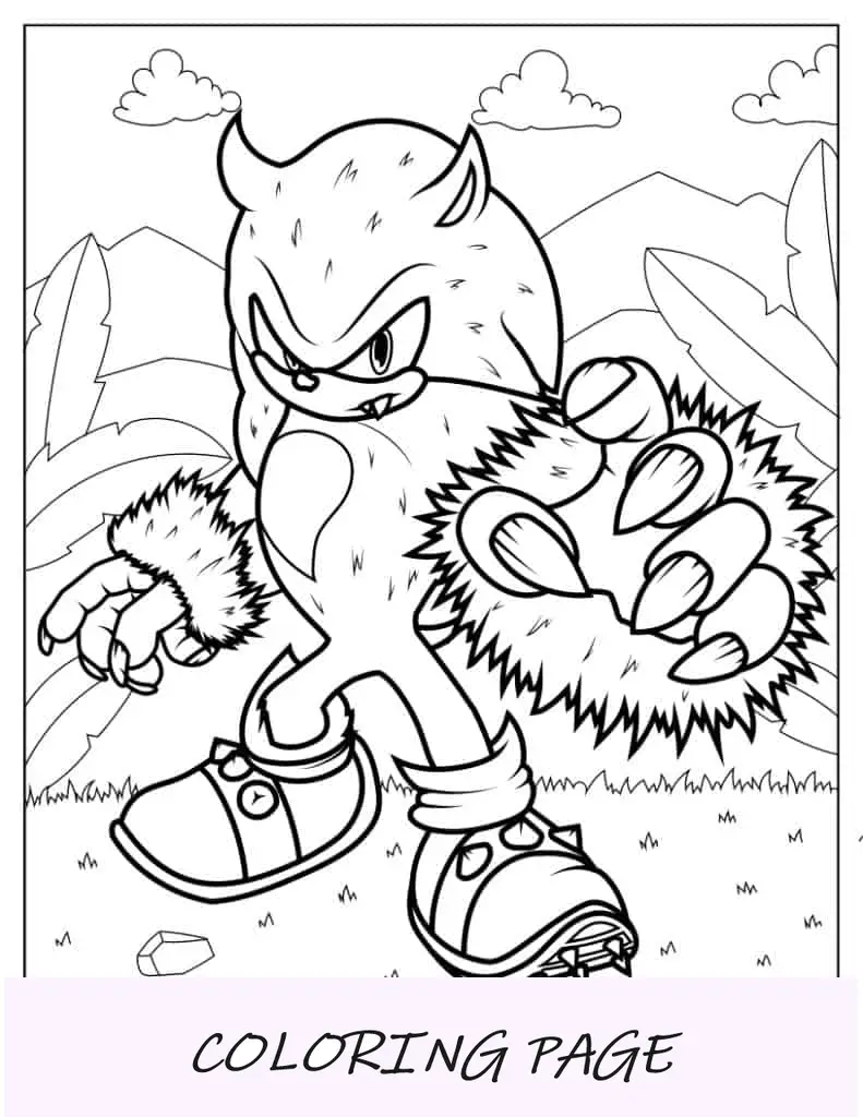 Página para colorir de Sonic The Werehog em postura de luta