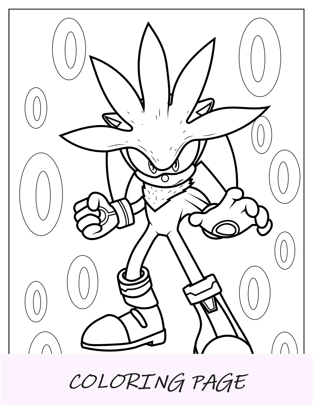 Esboço detalhado de Silver the Hedgehog