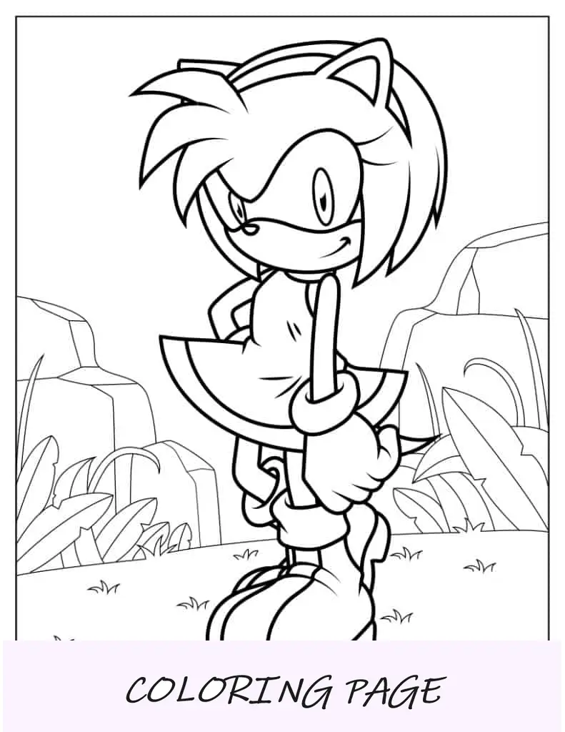 Folha para colorir Kawaii Amy Rose para crianças