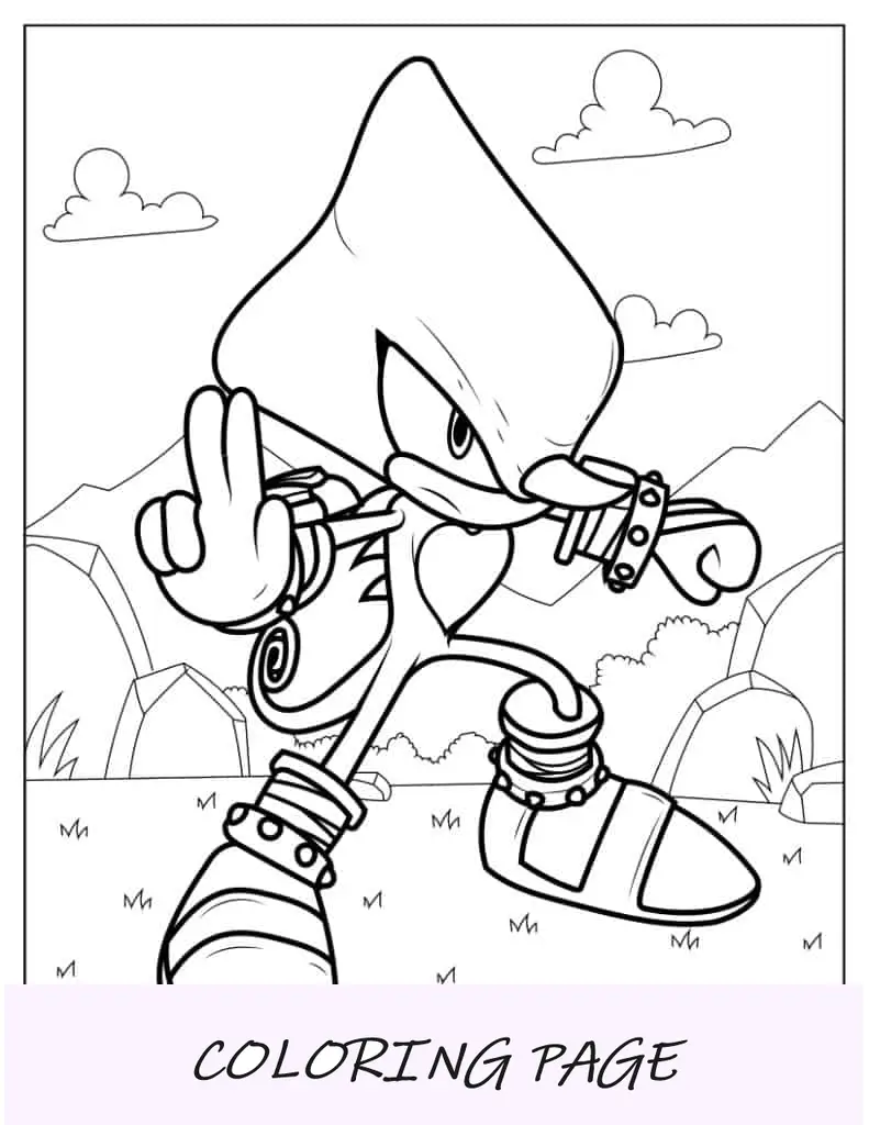 Espio, o Camaleão, Postura de Luta para Colorir