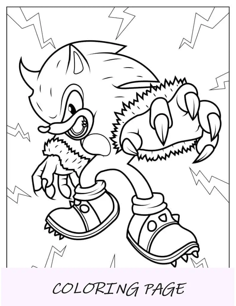 Desenho para colorir de Sonic the Werehog para crianças