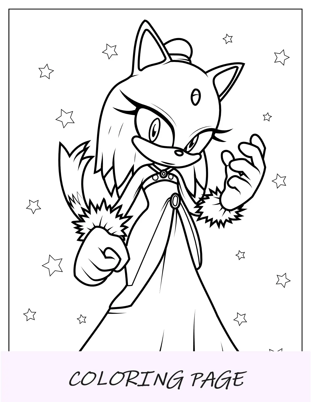 Blaze the Cat usando vestido para colorir