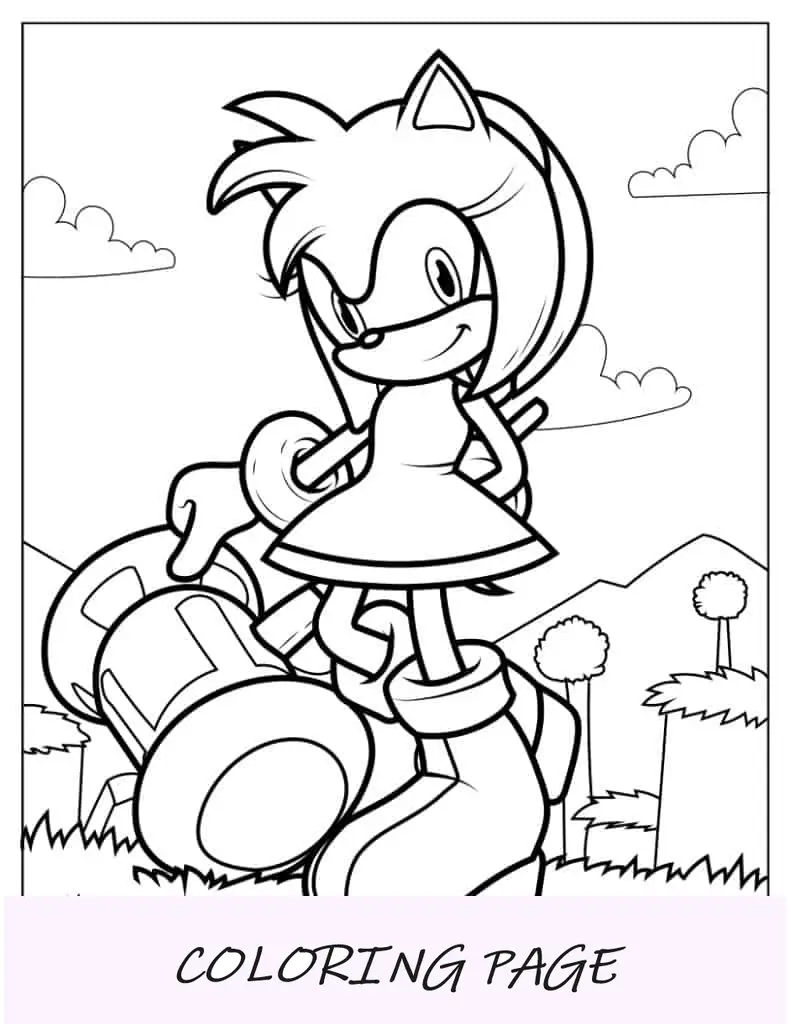 Folha para colorir de Amy Rose em Super Smash Bros.