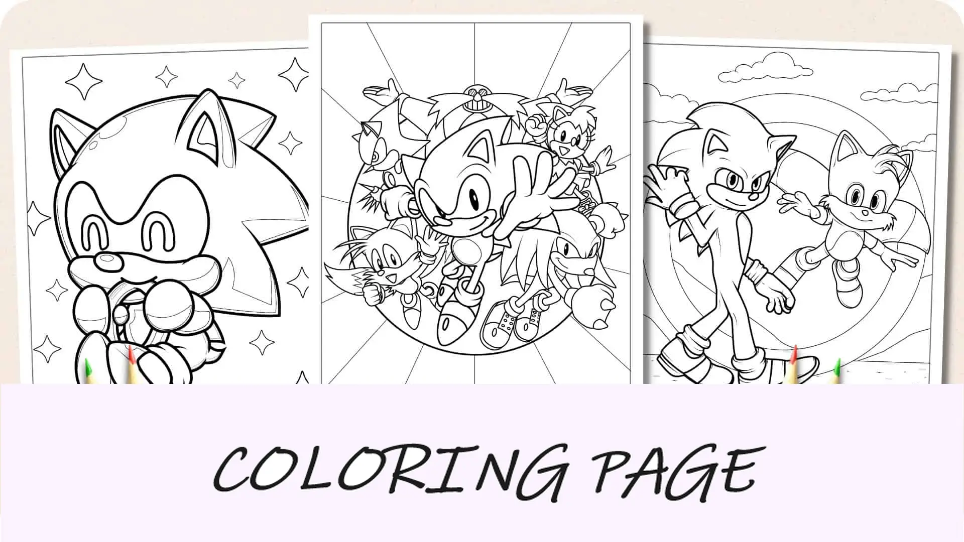 Imagem em destaque das páginas para colorir do Sonic