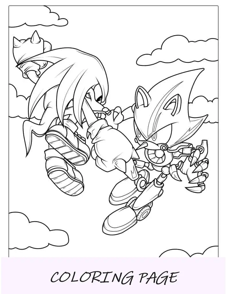 Página para colorir Sonic Vs Metal Sonic