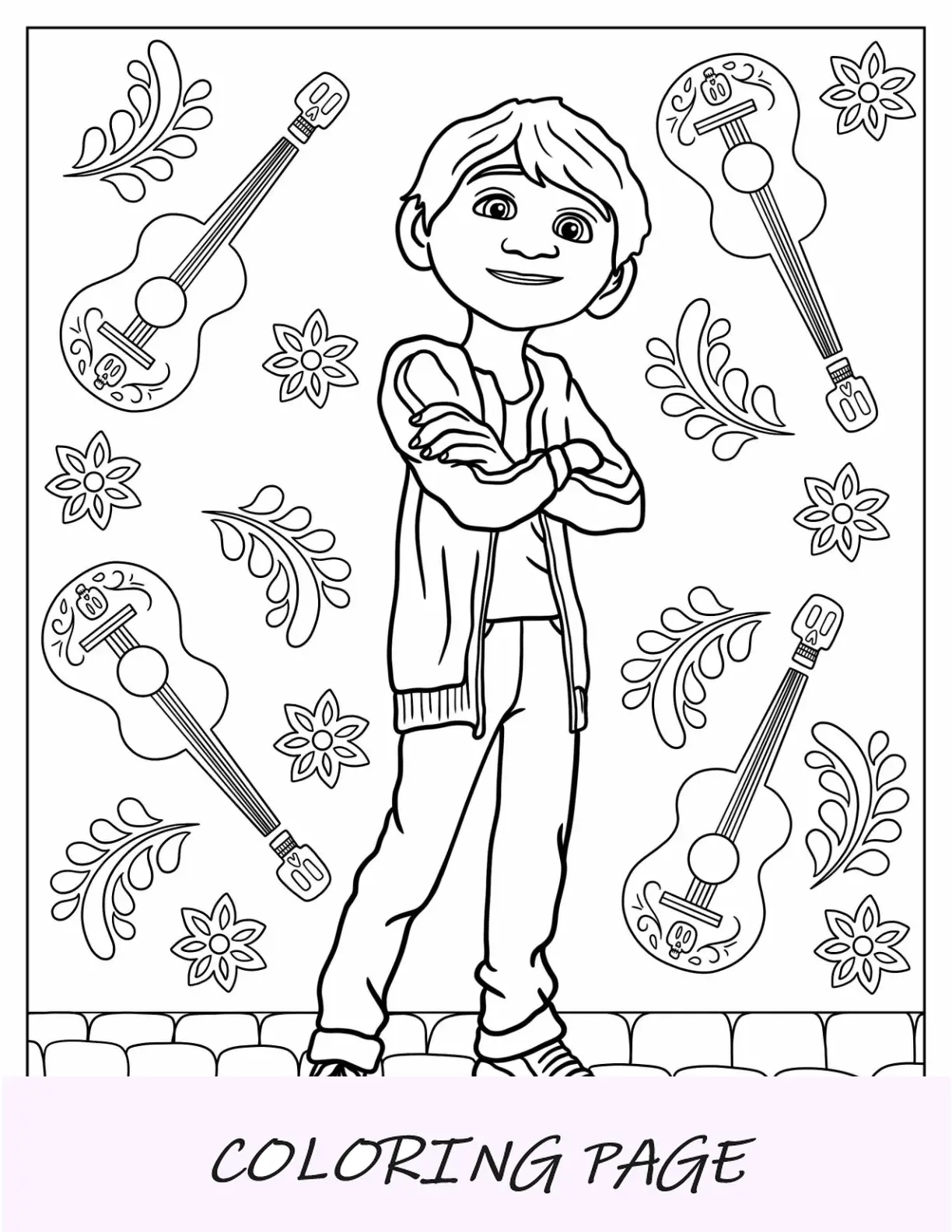 Coco para colorir de Miguel Rivera sorrindo