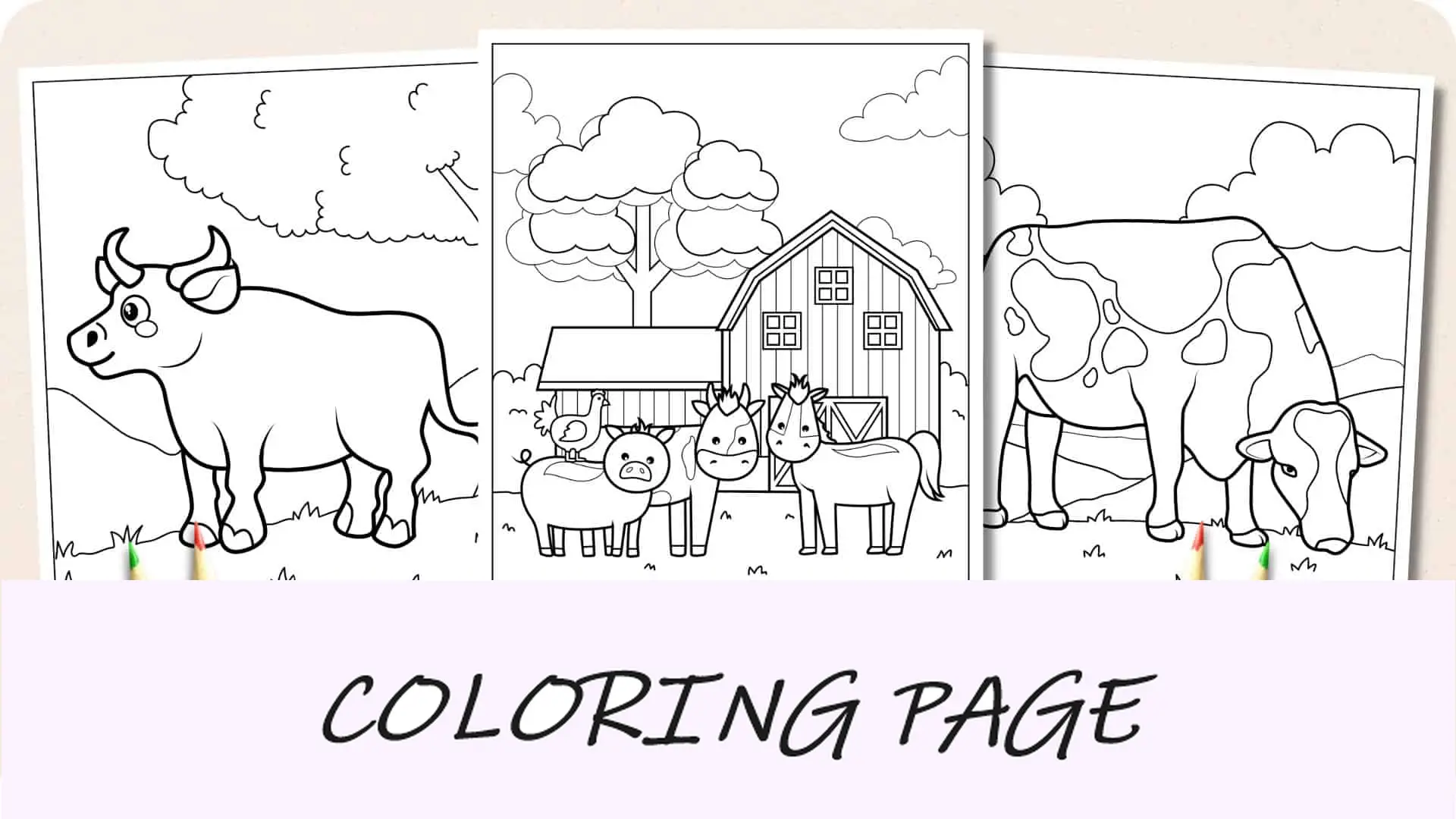 Desenhos para colorir de animais de fazenda Imagem em destaque