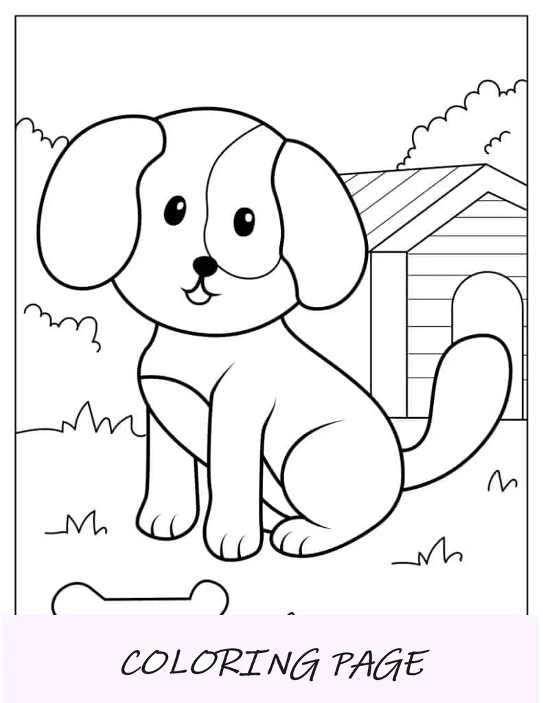 Página para colorir de cachorro de fazenda fofo