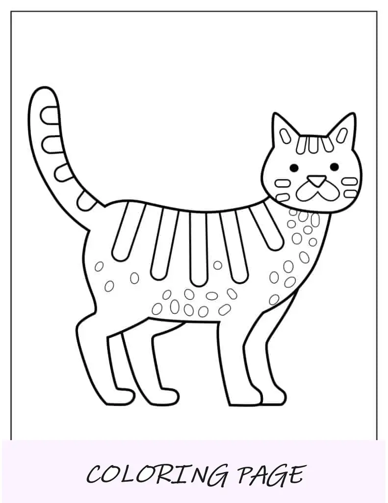 Página para colorir de gato de fazenda