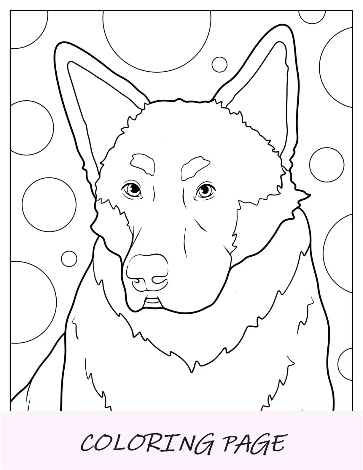 Desenho de close up de pastor alemão para colorir