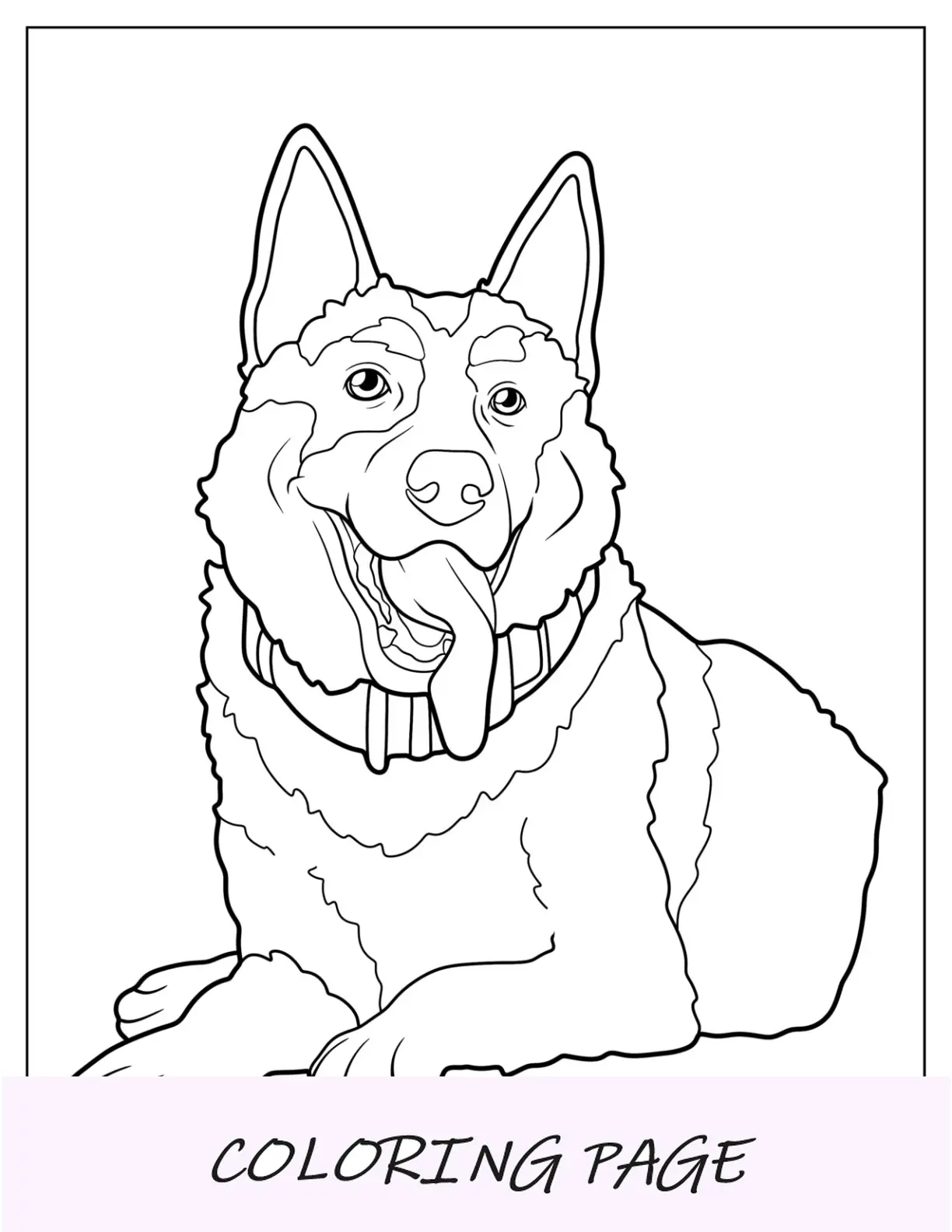Página para colorir de pastor alemão de descanso fácil