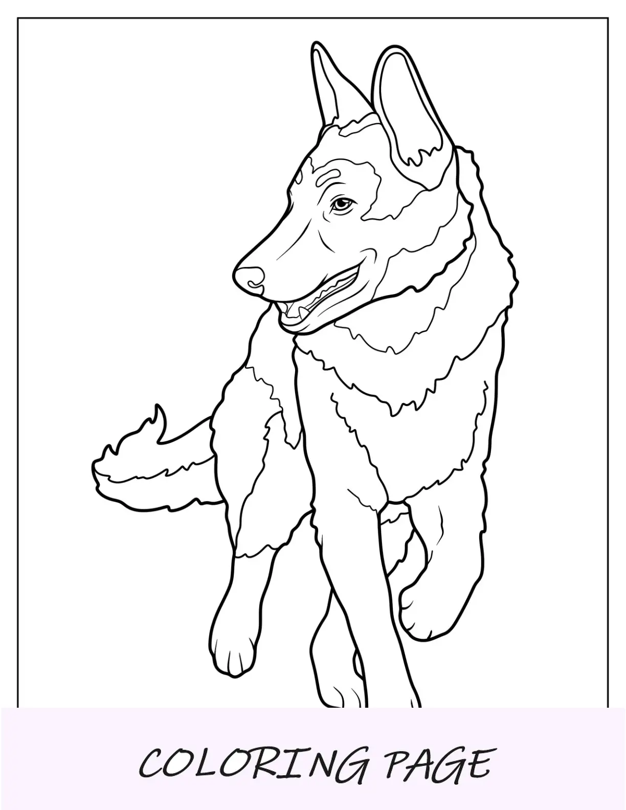 Página para colorir de pastor alemão simples andando