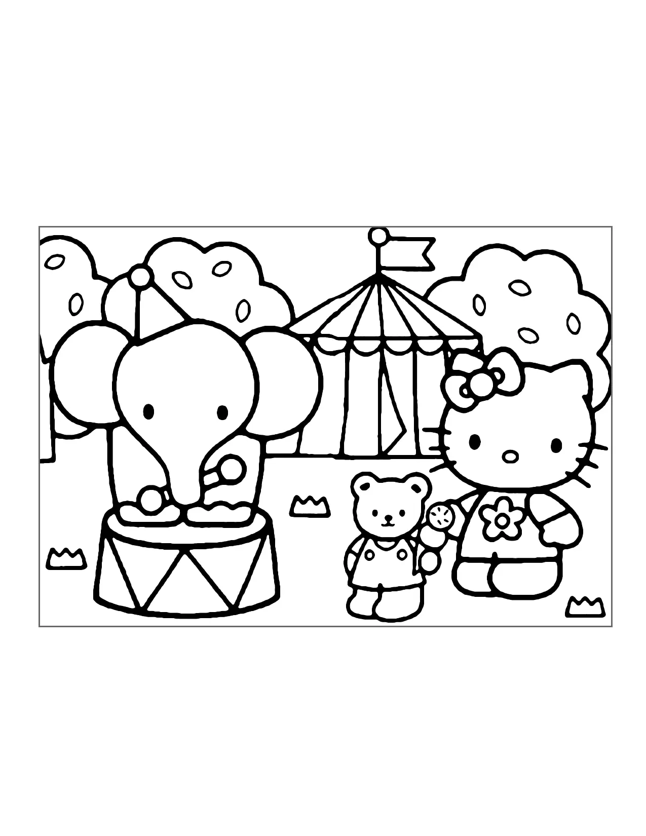 Hello Kitty Circus Coloring Page