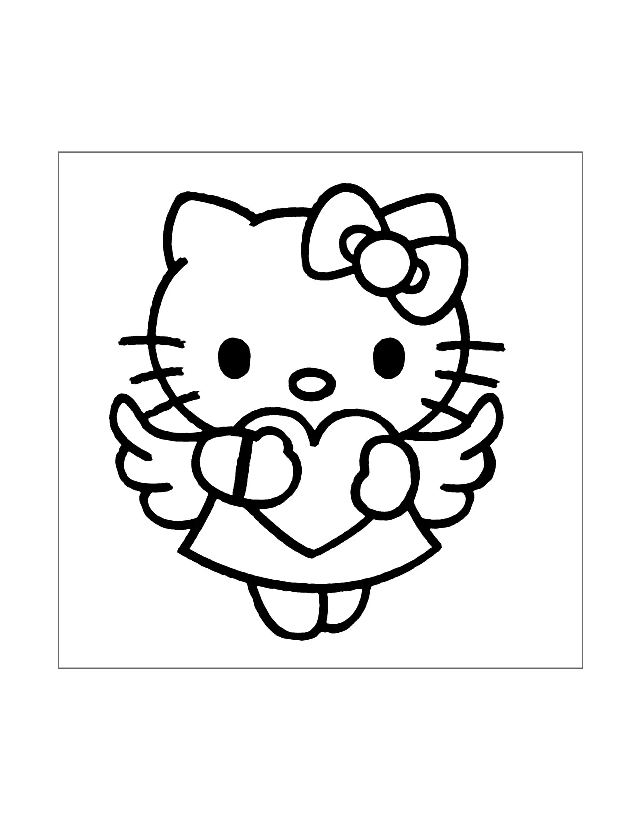Hello Kitty Cupid Angel Coloring Page
