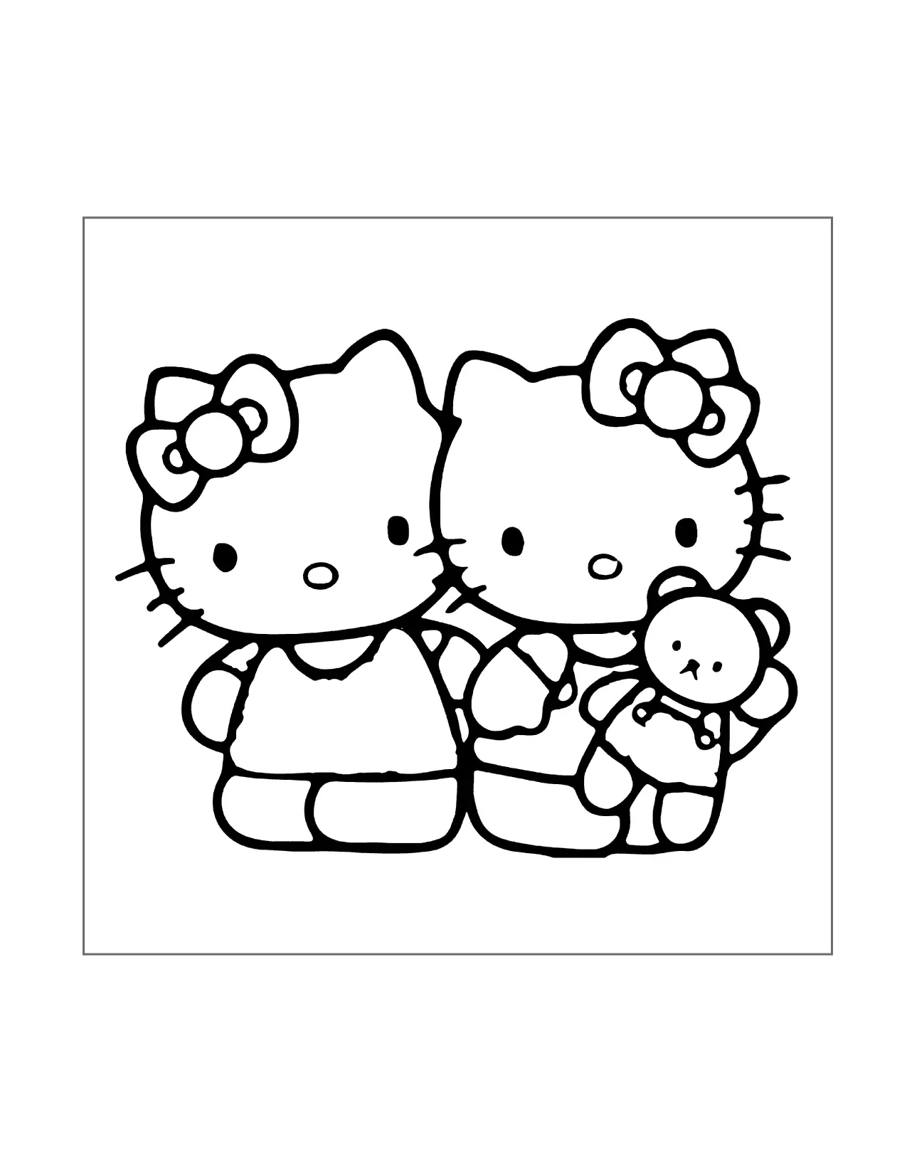 Hello Kitty Friends Coloring Page