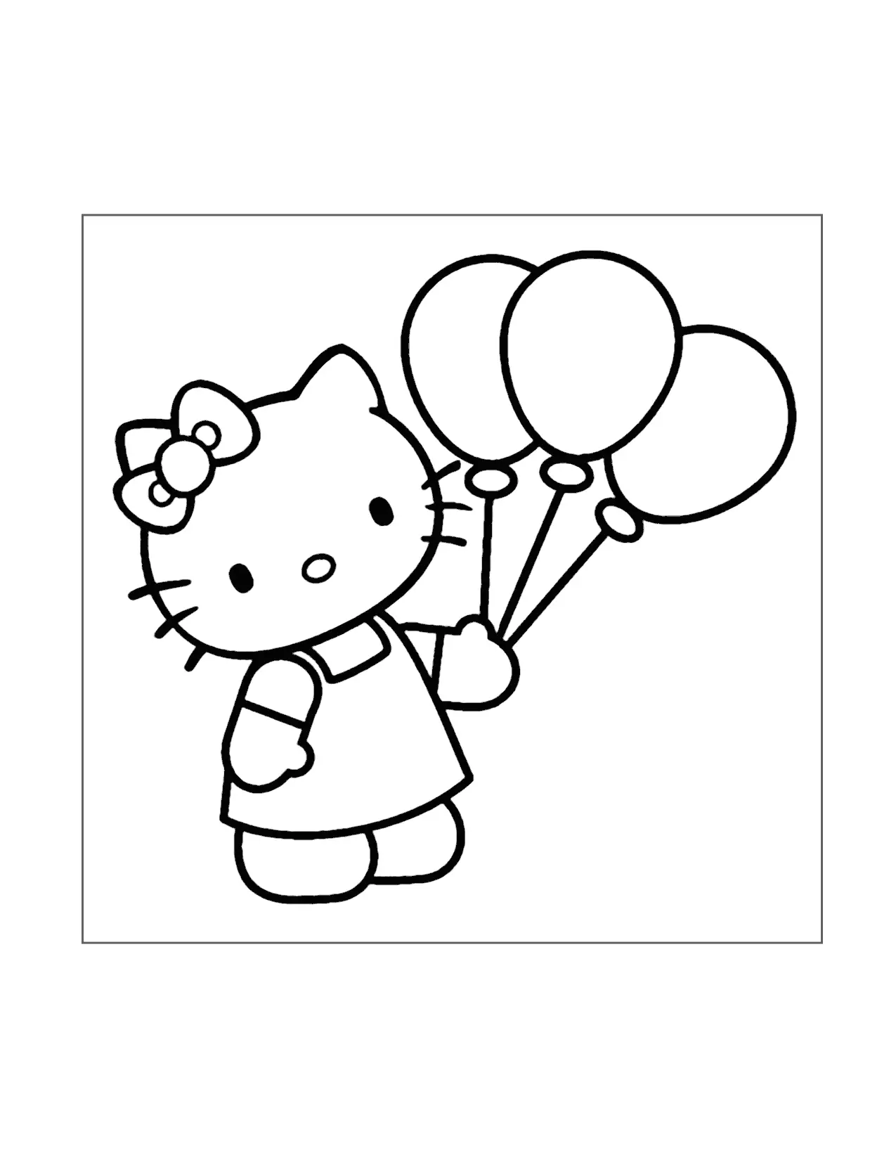 Hello Kitty Has Balloons Coloring Page