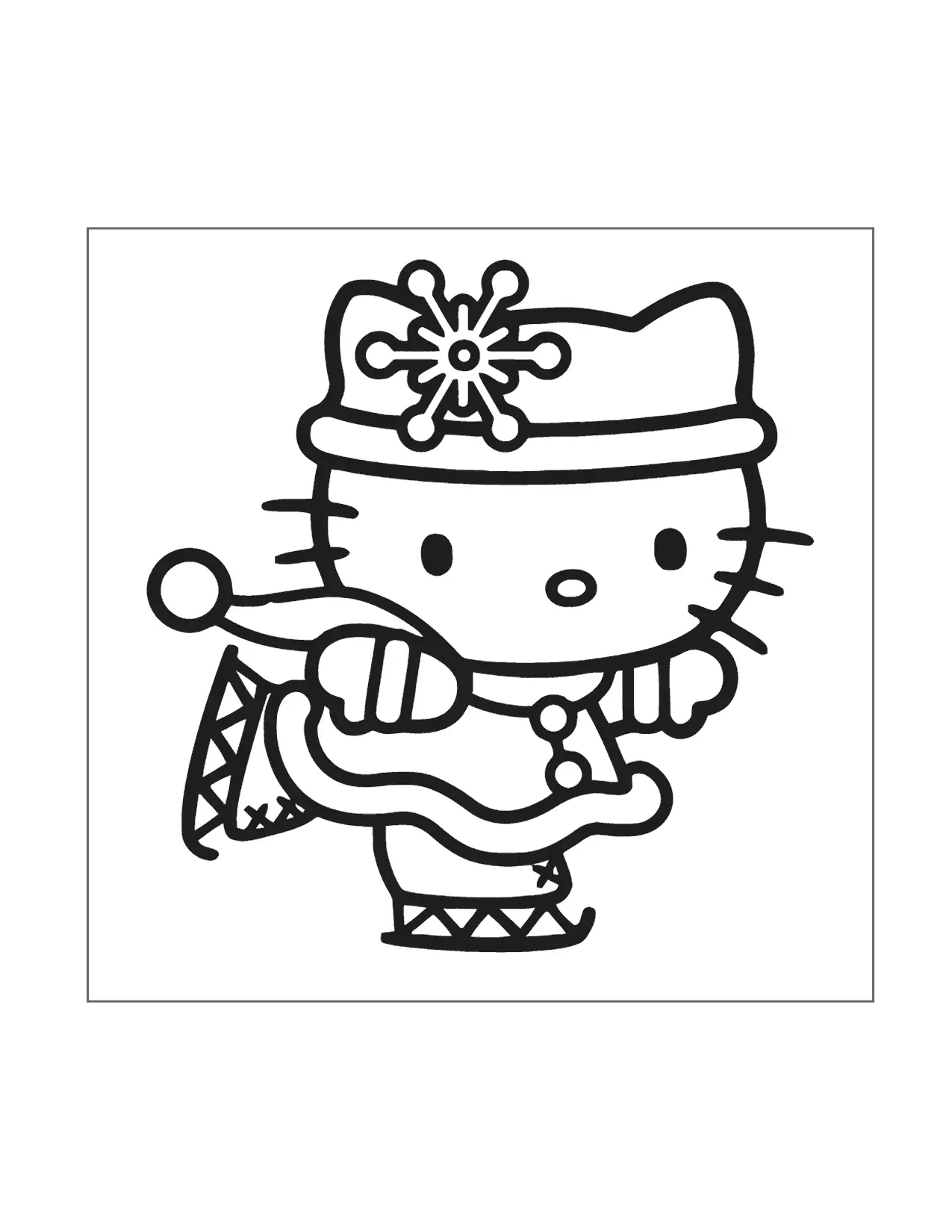 Hello Kitty Ice Skating Coloring Page