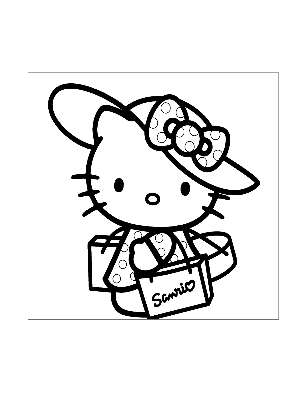 Hello Kitty On A Trip Coloring Page