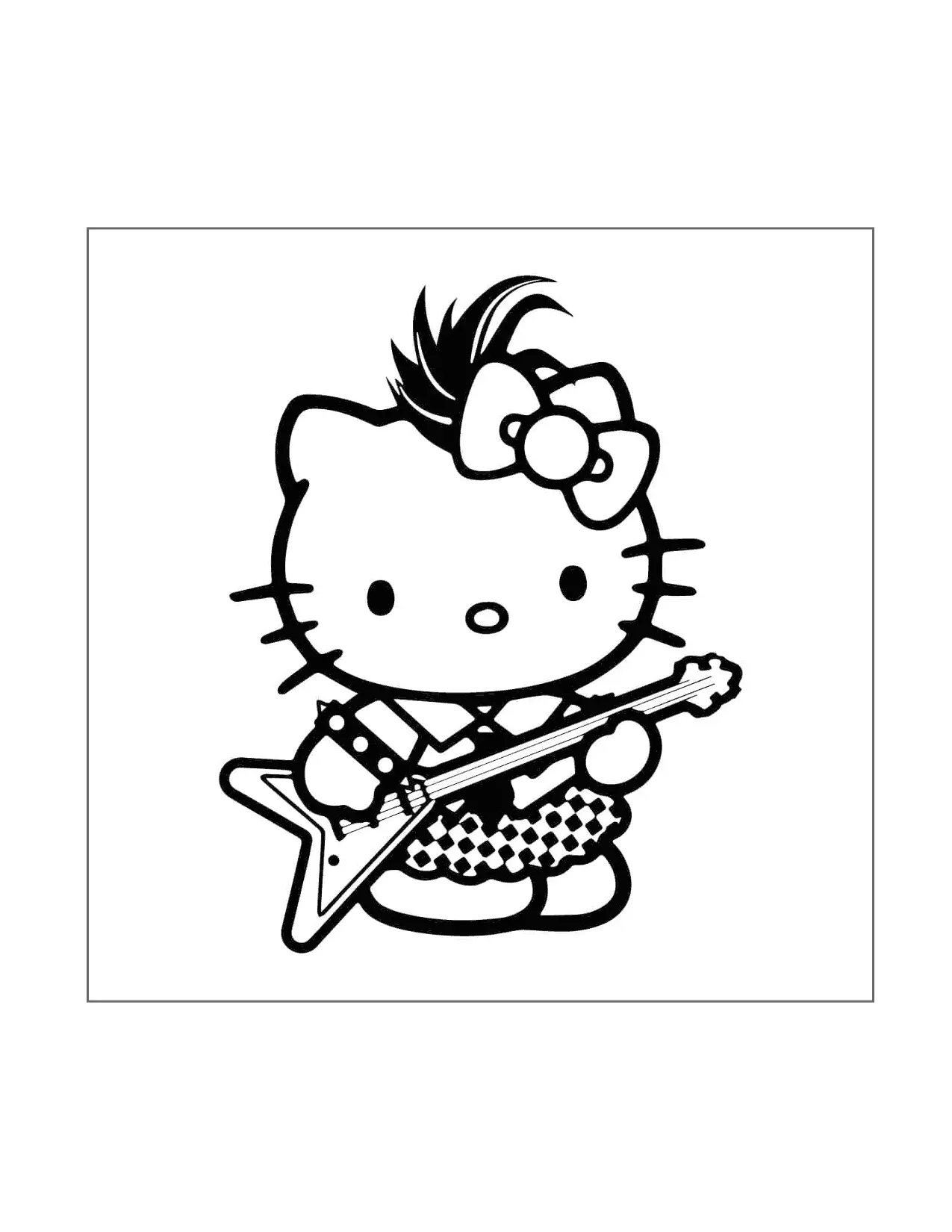 Hello Kitty Plays Guitar Coloring Page