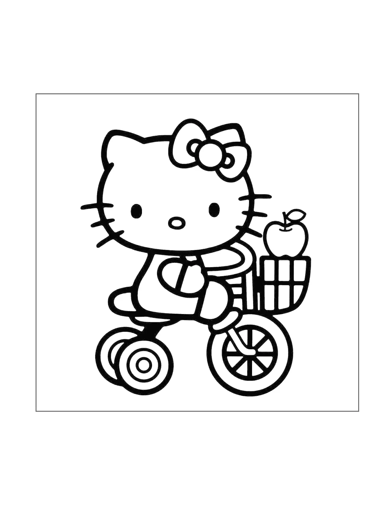Hello Kitty Rides A Tricycle Coloring Page