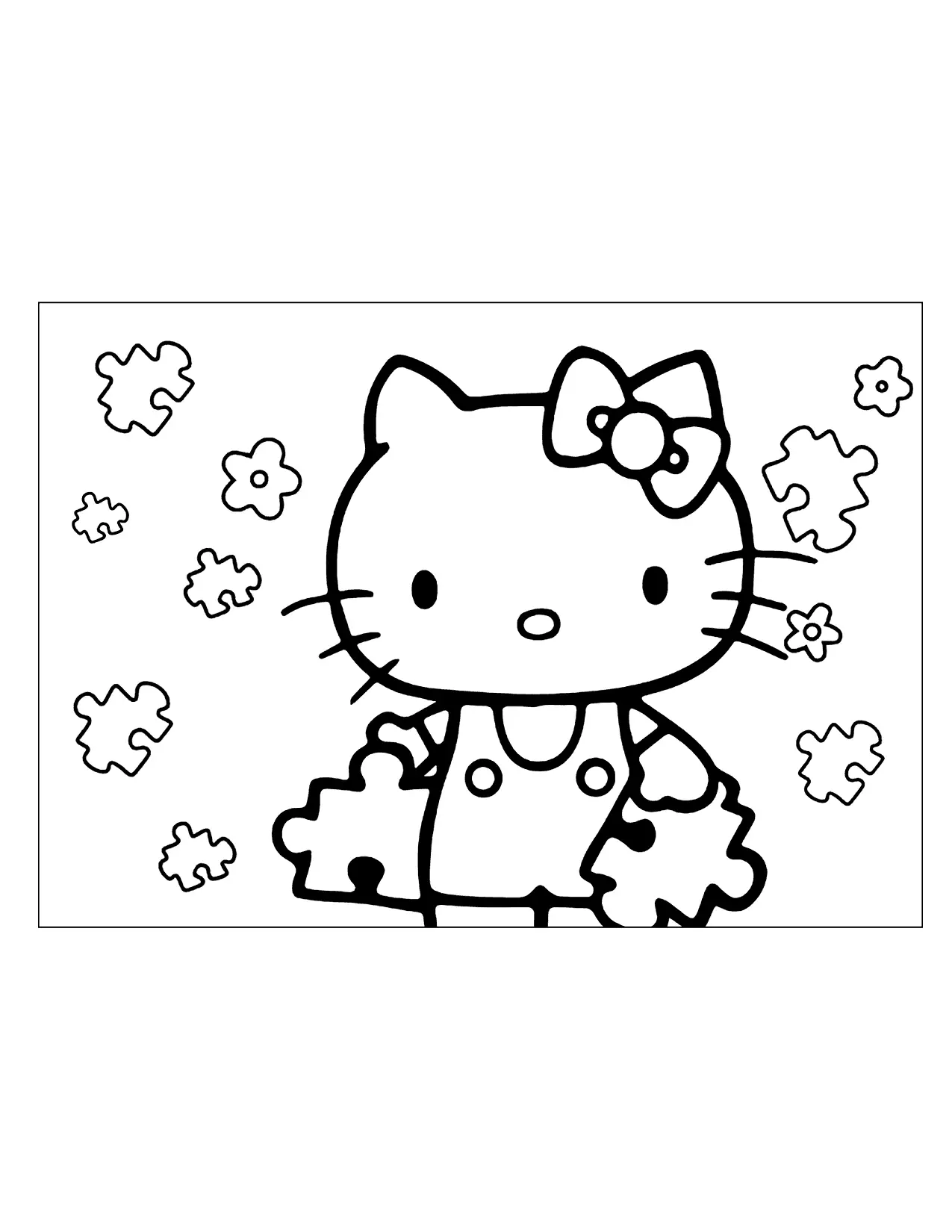 Hello Kitty Solves A Puzzle Coloring Page