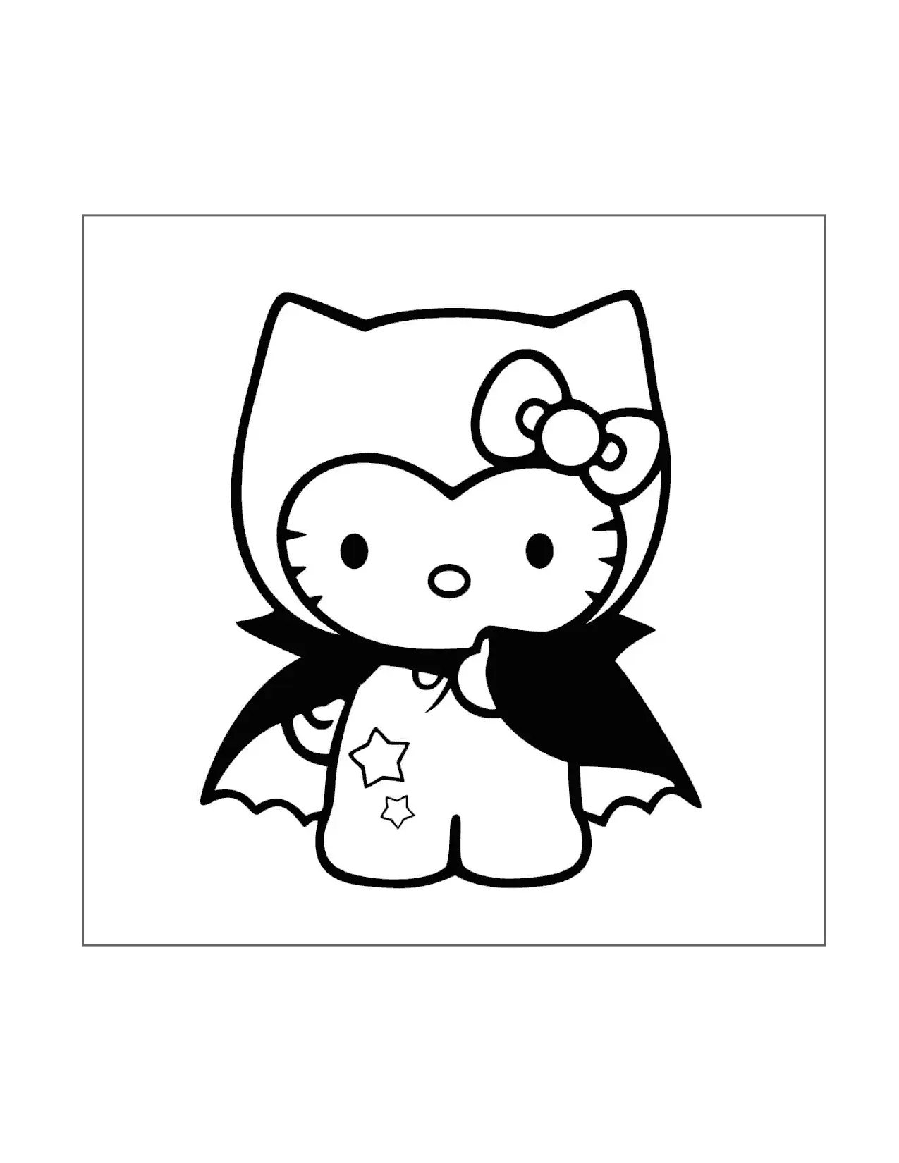 Hello Kitty Wearing Vampire Costume Coloring Page