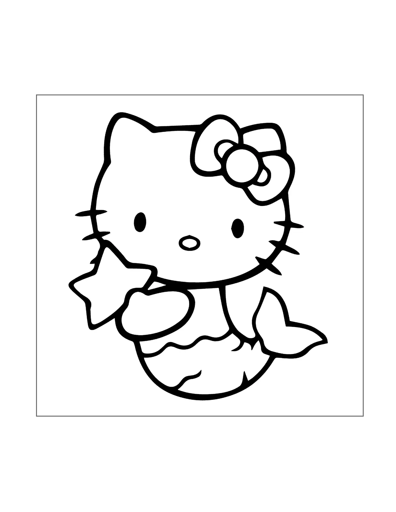 Hello Mermaid With Star Coloring Page