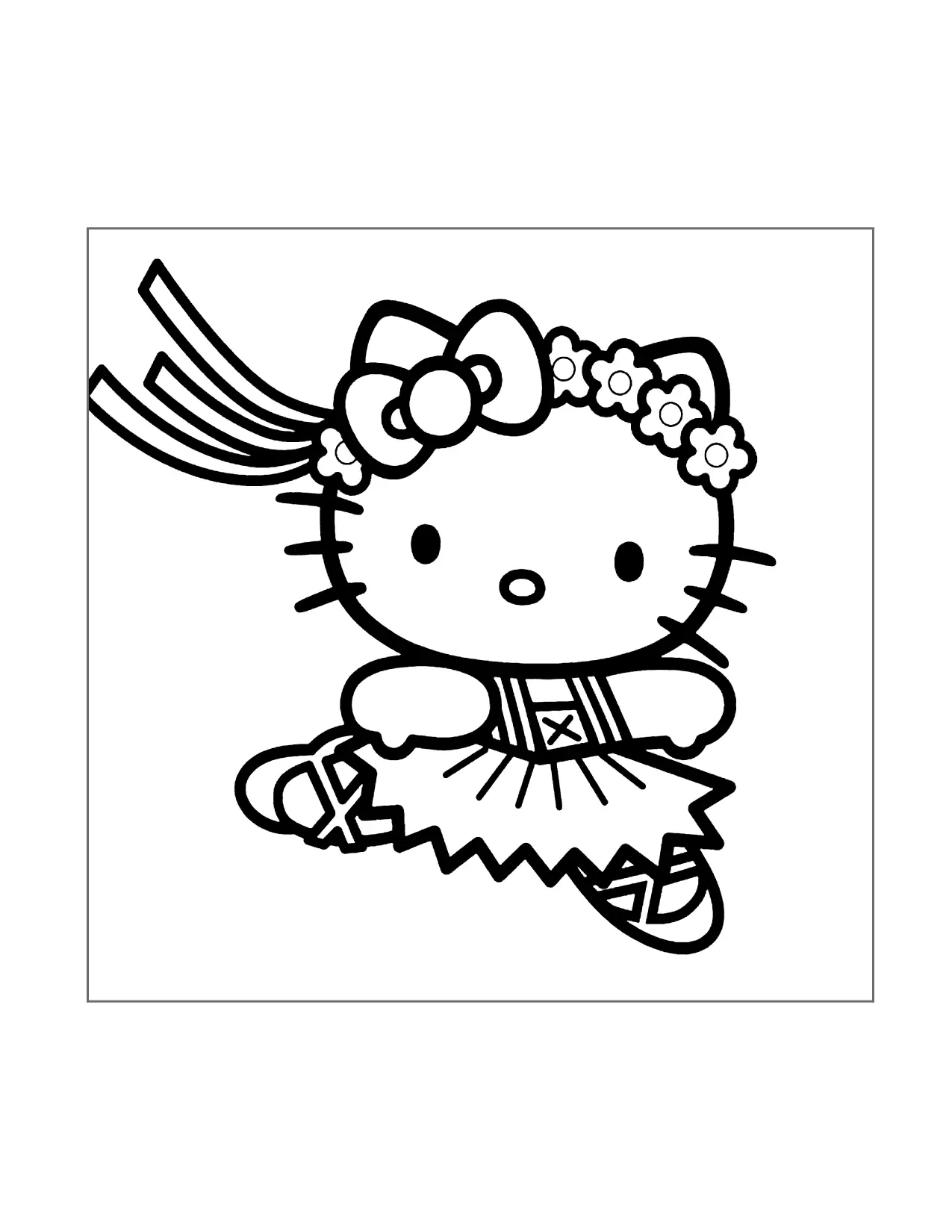 Hello Ballerina Kitty Coloring Page