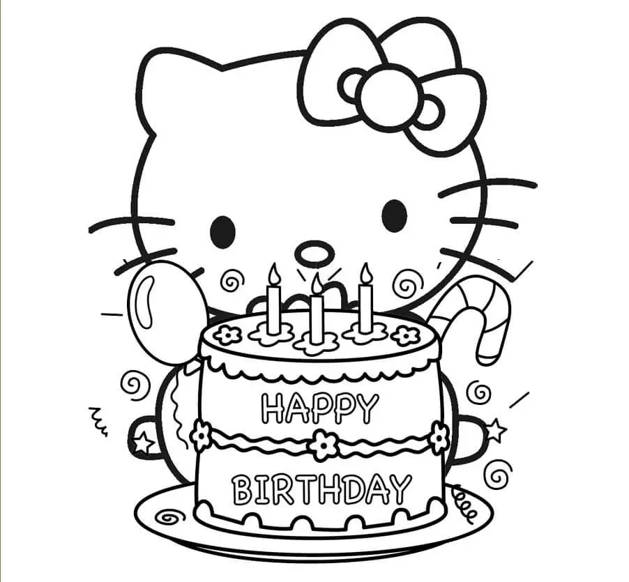 Hello Kitty Bathtime Coloring Page