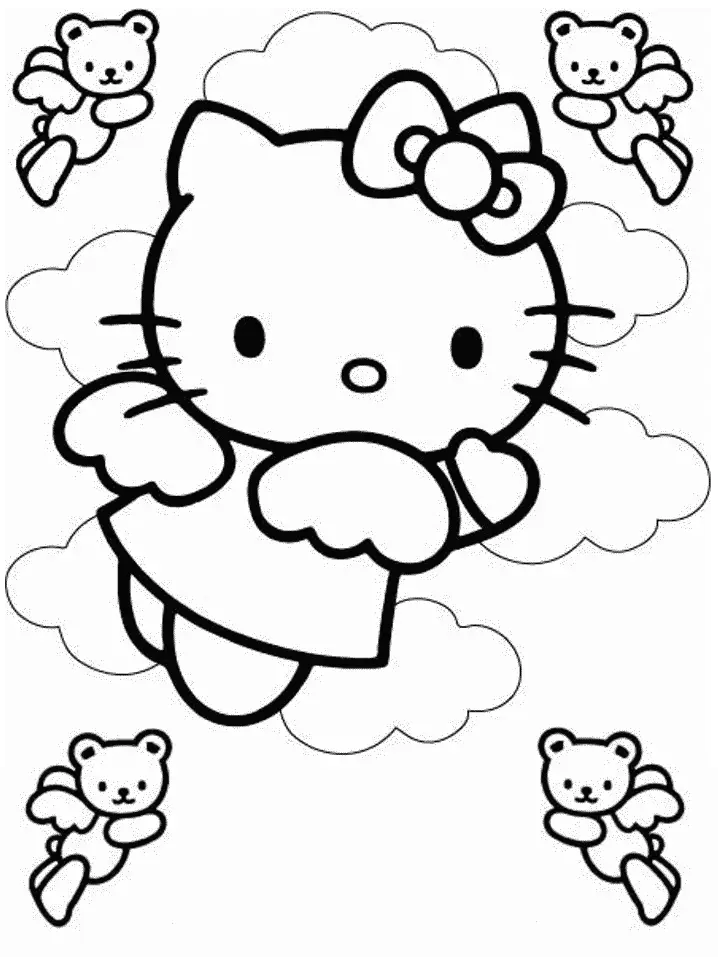 Hello Kitty Angel Coloring Page 1