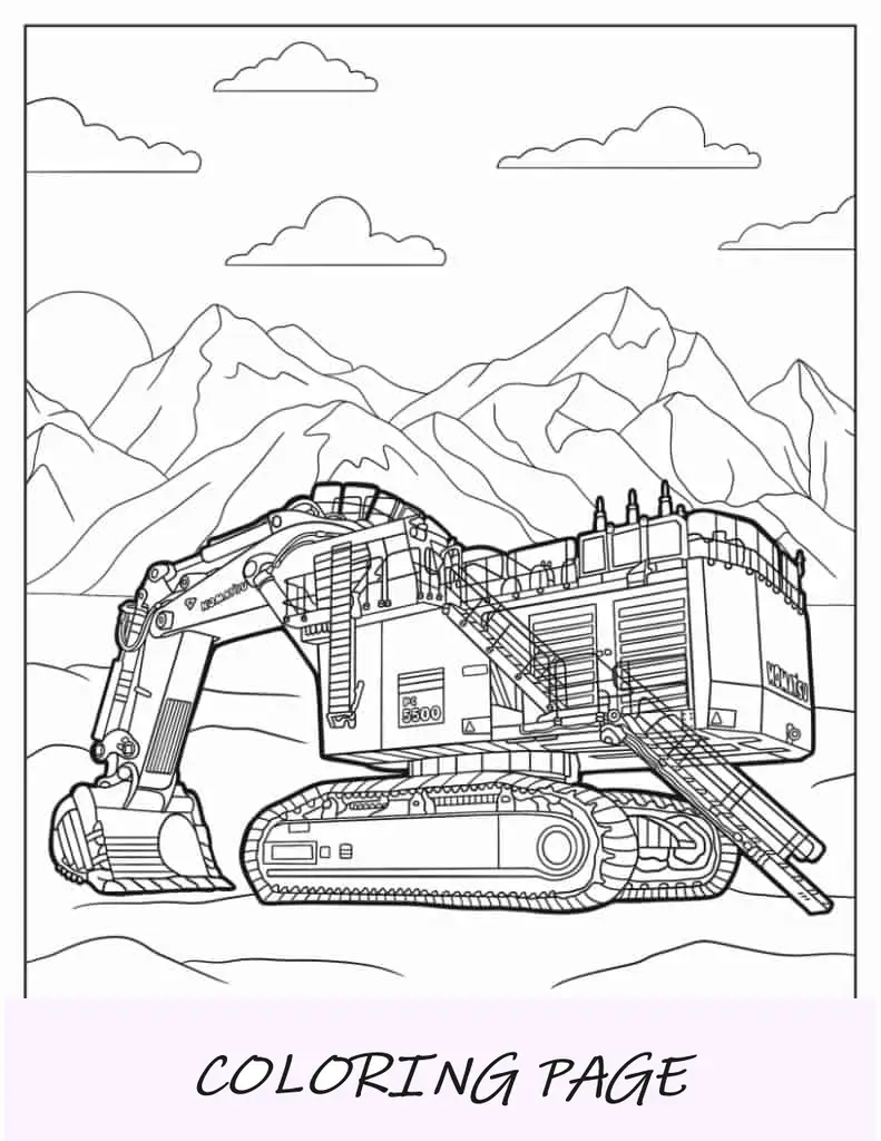 Excavadora minera Komatsu para colorear