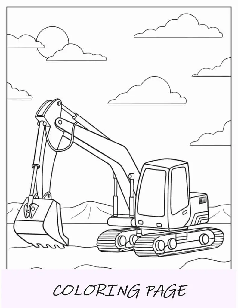 Excavadora fácil de colorear