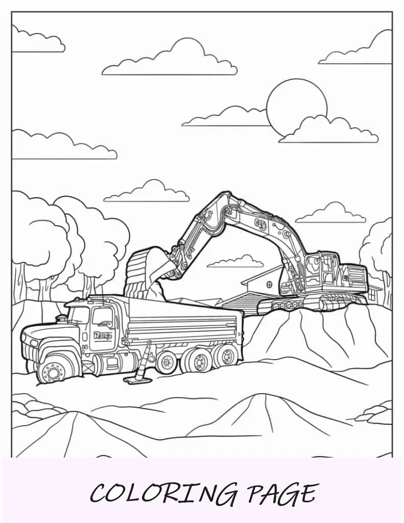 Excavadora sacando tierra al camión