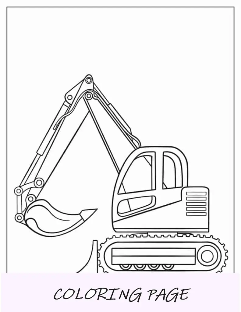 Esquema sencillo de una excavadora para niños en edad preescolar