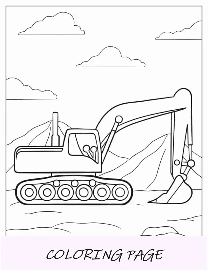 Excavadora fácil de colorear