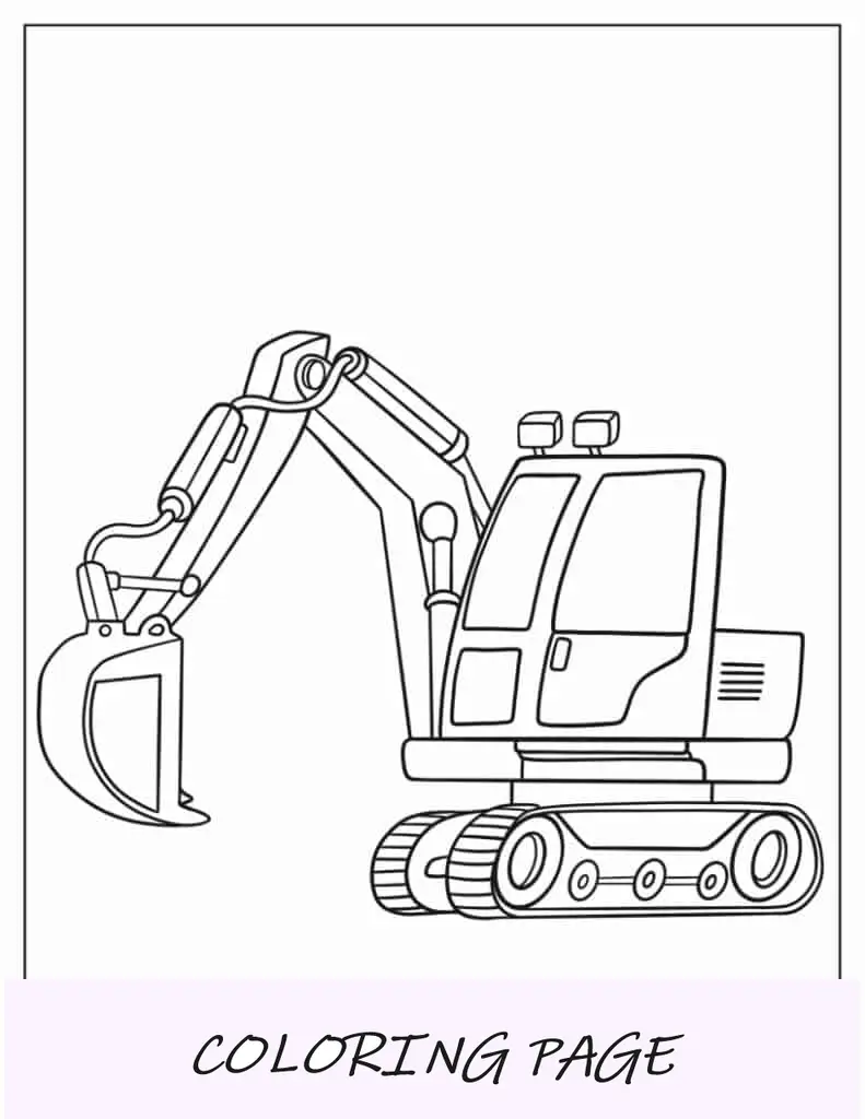 Dibujo para colorear de una excavadora fácil