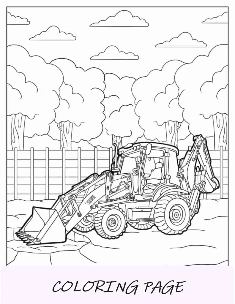 Tractor Excavadora Página Para Colorear